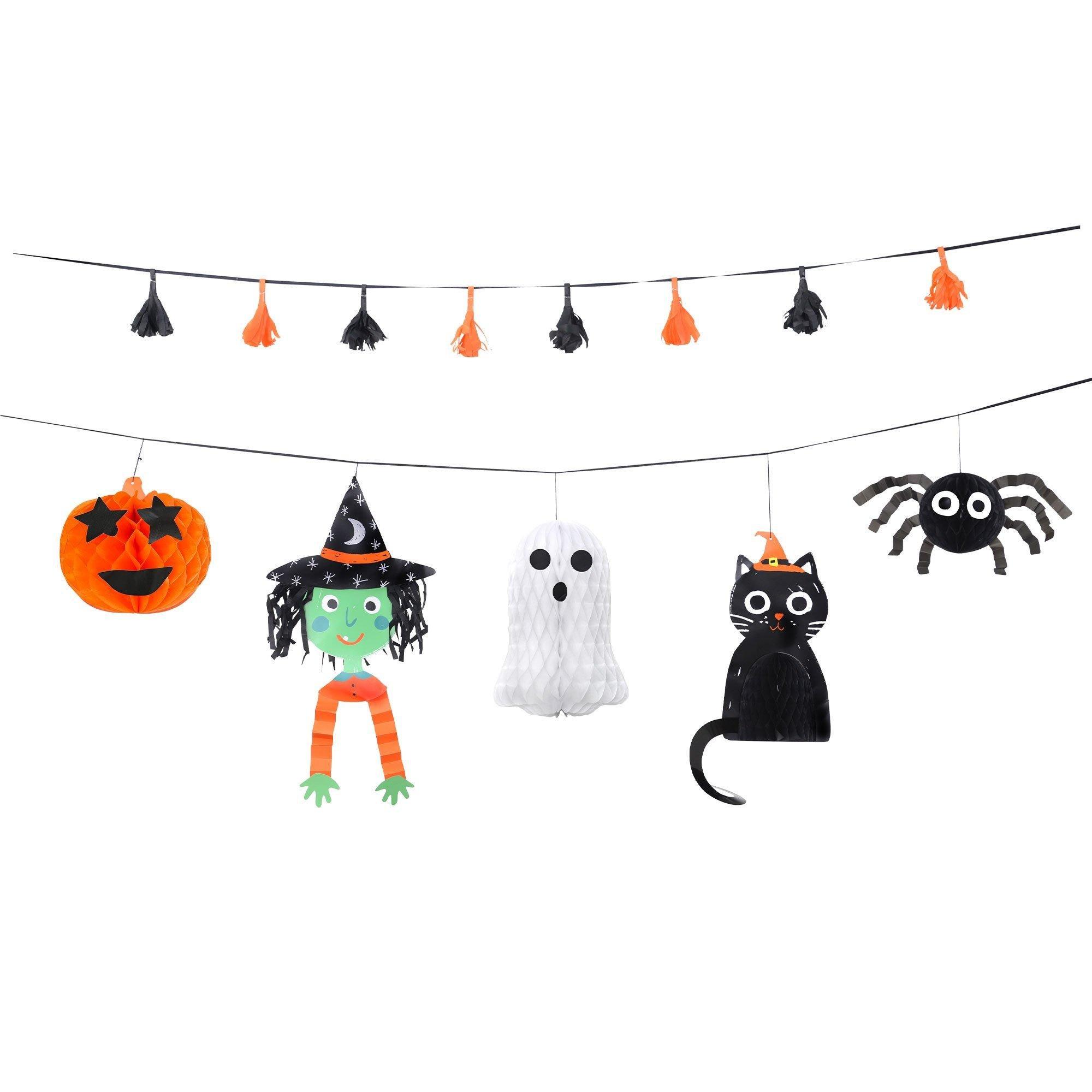 Spooky Friends Halloween Party Supplies Pack for 50 Guests - Kit Includes Plates, Napkins, Table Covers, Centerpiece Decoration, Banner, Pinata & Candy